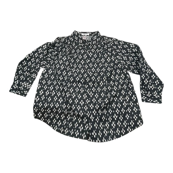 Roman’s Blouse Size 1X Black White Long Sleeves button down with collar - Picture 1 of 10